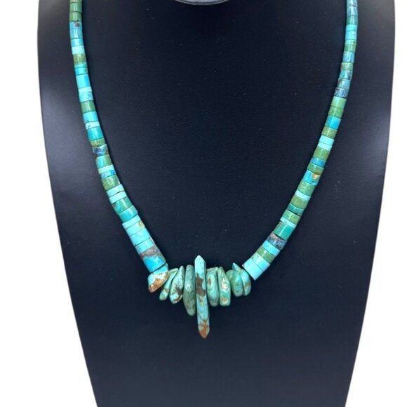Authentic Santa Domingo Turquoise Heishi Tribal Necklace Southwest Artisan Piece - Picture 1 of 7